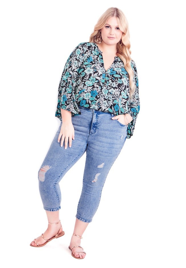 Holly Crop Ripped Jean, LIGHT WASH, hi-res image number 0