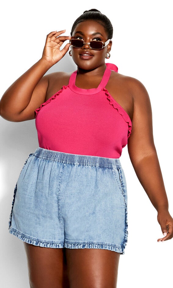 Ruffled Top - bright pink, PINK, hi-res image number null