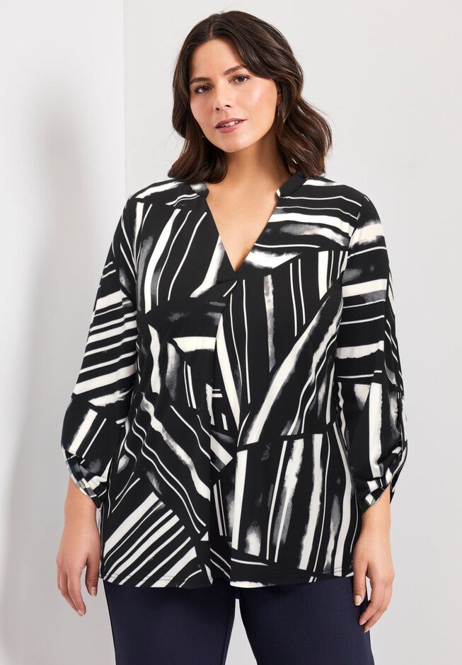 Audrey ITY Top, BLACK WHITE CUTABOUT STRIPE, hi-res image number 0