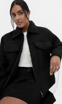 Boucle Zip Front Jacket - black