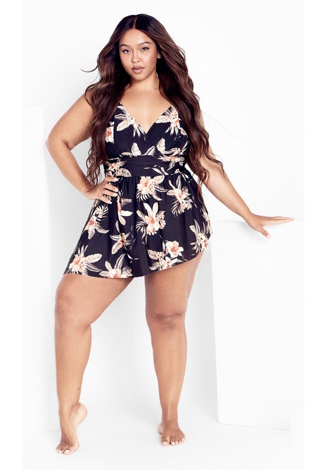 Ischia Overlay 1Piece print - black tropics, BLACK, alternate image number 2