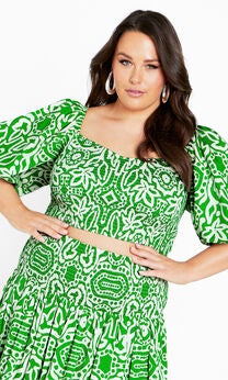 Amari Puff Sleeve Fitted Top - green