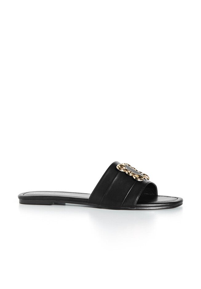 Bejewel Gold Chain Slide - black, BLACK, hi-res image number null