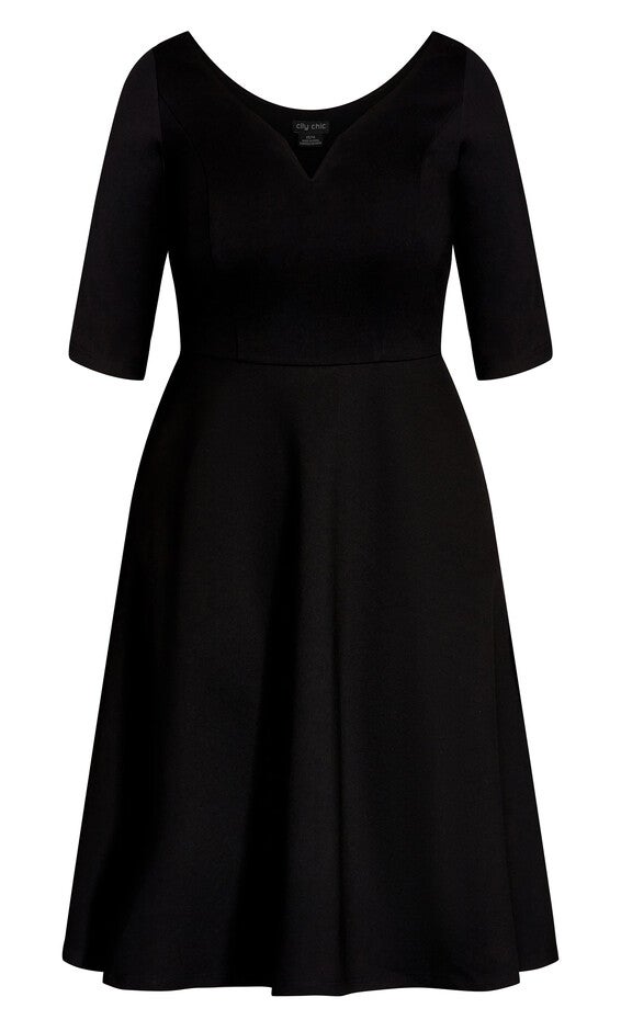 Cute Girl Elbow Sleeve Dress - black, BLACK, alternate image number null
