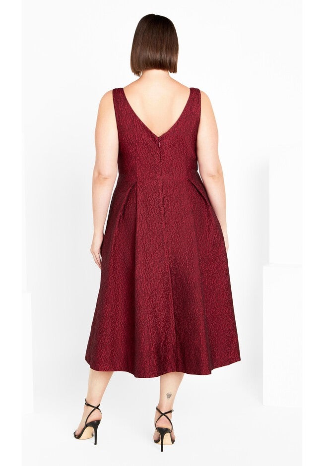 Estella Square Neck Midi Dress - love red, RED, on-hover image number 1
