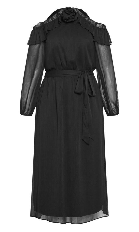 Nikita High Neck Flower Dress - black, BLACK, alternate image number 4
