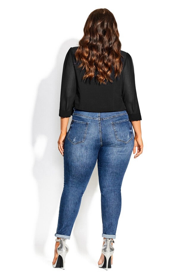 Cropped Blazer Jacket - black, BLACK, alternate image number null