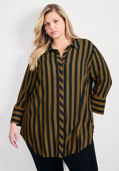 Linear Longline Stripe Shirt