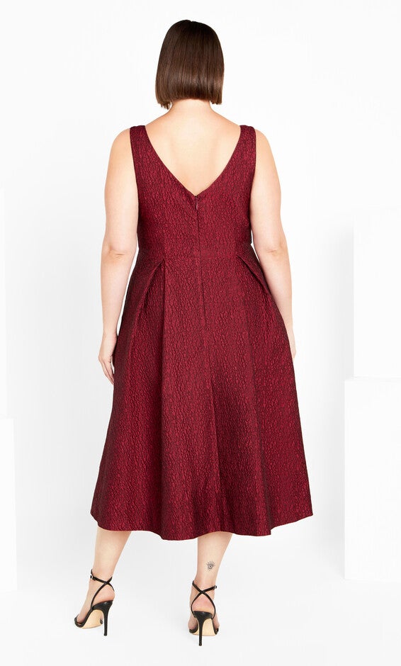 Estella Square Neck Midi Dress - love red, RED, alternate image number 3