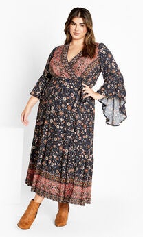 Belle Wrap Maxi Dress - slate
