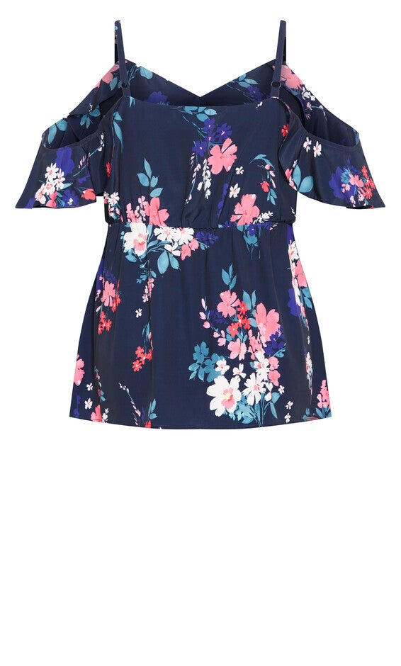 Kallie Print Top - navy, BLUE, alternate image number null