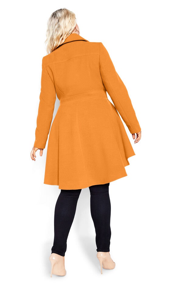 Hi Lo Frill Coat - deep caramel, YELLOW, alternate image number null
