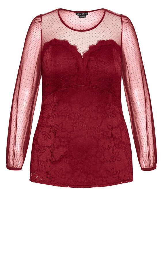 Lace Party Top - ruby, RED, alternate image number 4
