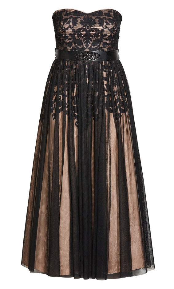 Embroidered Tulle Maxi Dress - black, BLACK, alternate image number 5