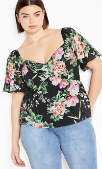 Marci Print Top - black