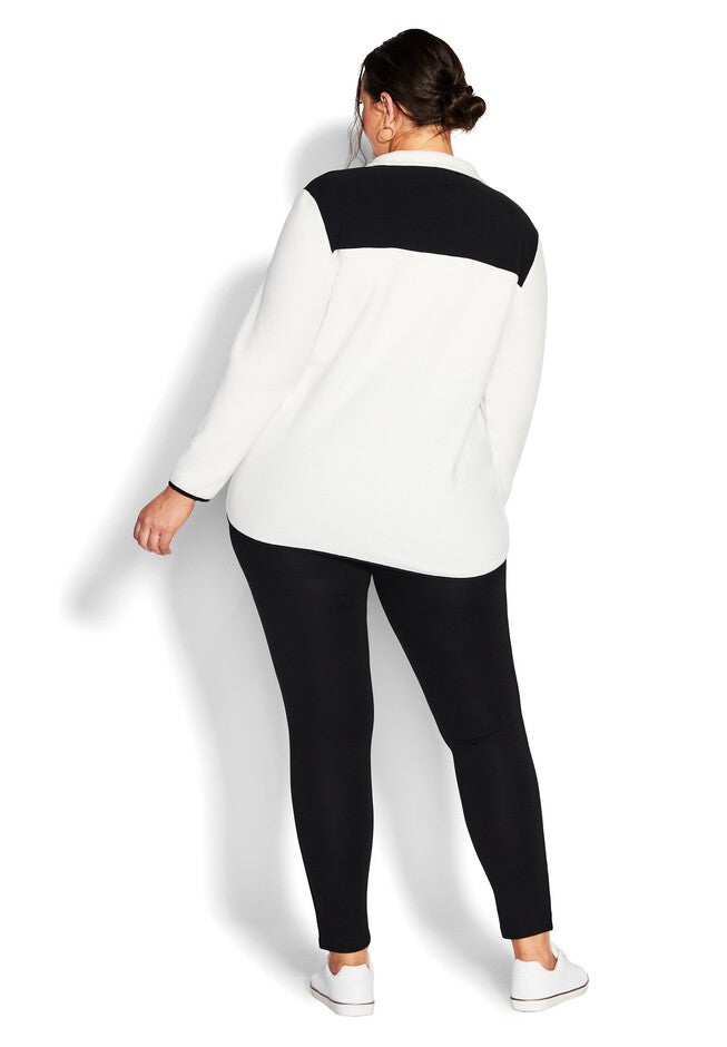 Polar Fleece Color Block Pull Over, IVORY BLACK, alternate image number null