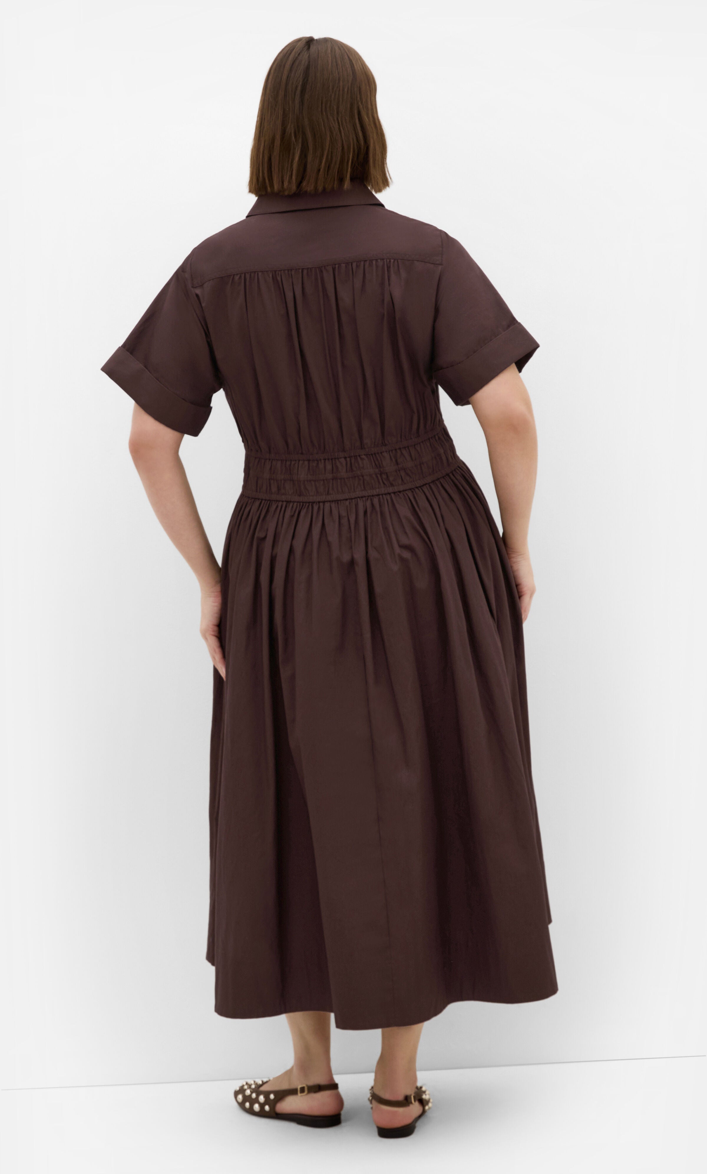 Lana Midi Shirt Dress, BROWN, alternate image number 2