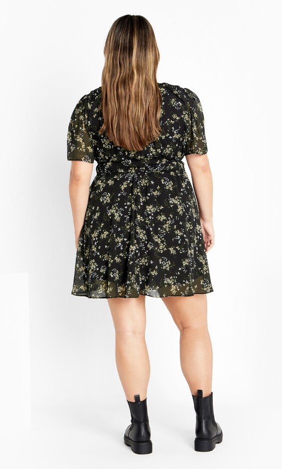 Cara Print Dress - black, BLACK, alternate image number 1