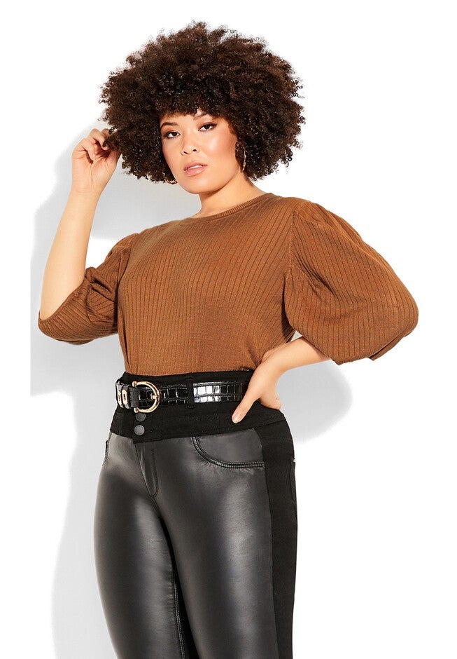 Sweet Rib Top - tan, BROWN, on-hover image number null