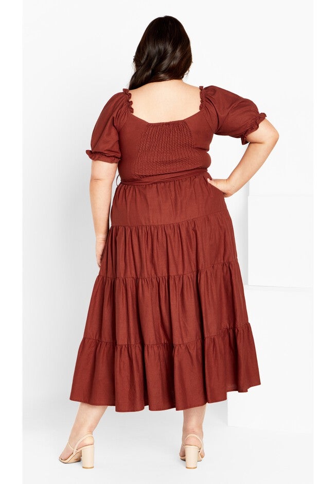 Puff Sleeve Maxi Dress - toffee, BROWN, alternate image number null