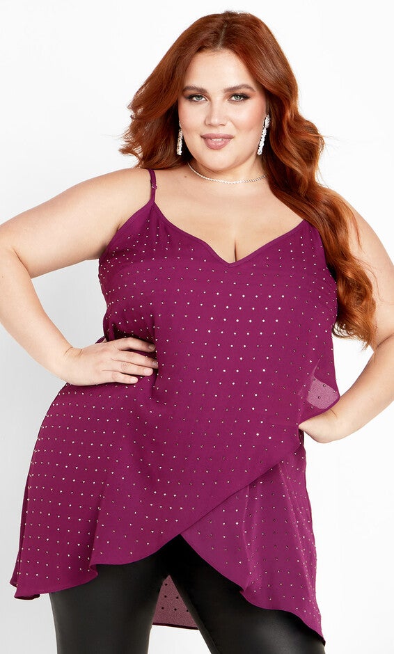 Hi Lo Shine Cami - mulberry, MULBERRY, hi-res image number 0