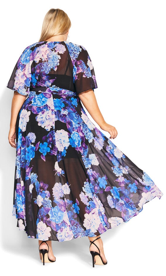 Enthrall Me Print Maxi Dress - black, BLACK, alternate image number null