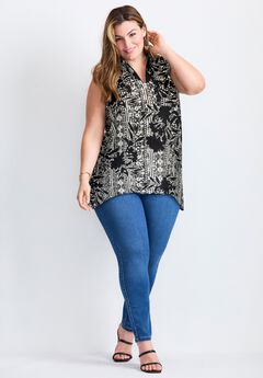 Zip Neck Hi-Low Shirt