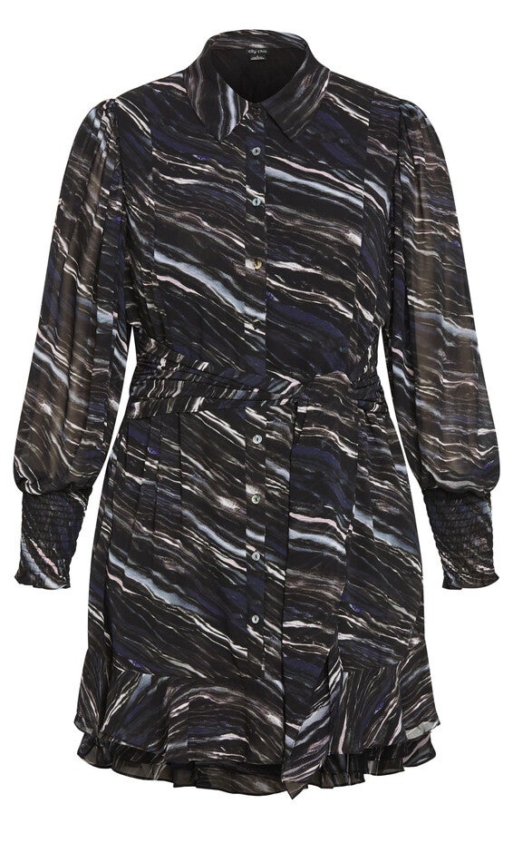 Sheer Lover Print Dress - marble, BLACK, alternate image number 4