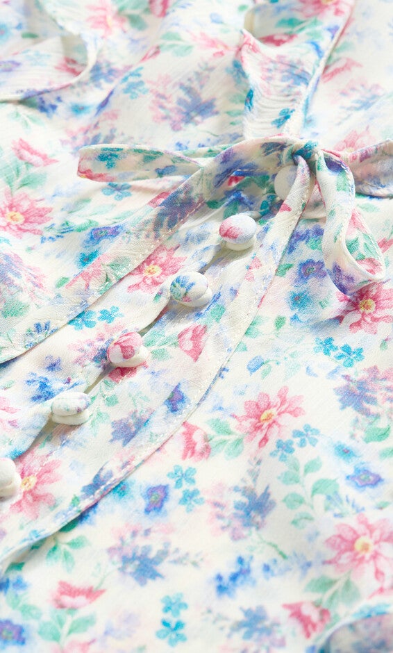 Lidia Ruffle Print Top - cream, PURPLE, alternate image number null