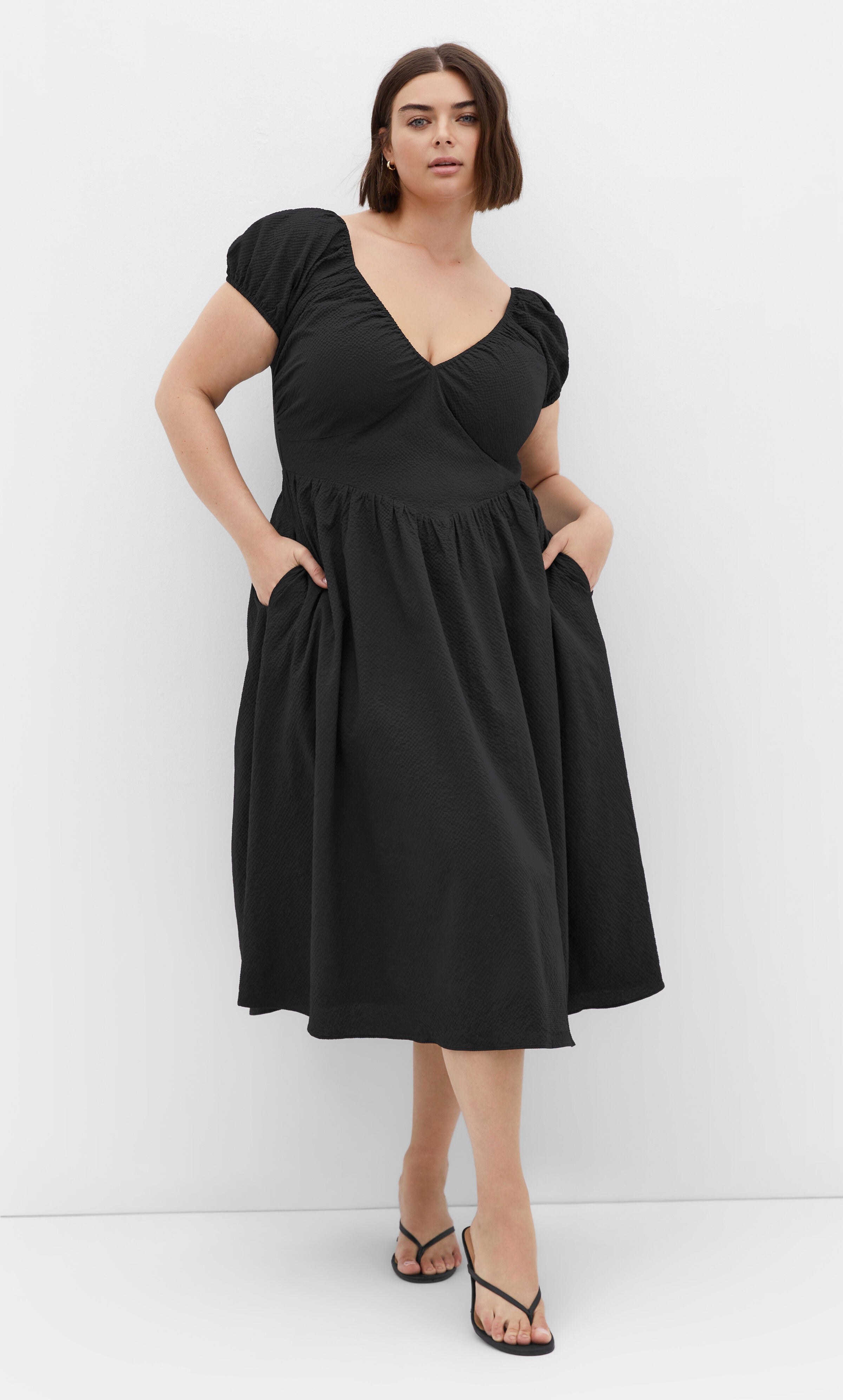 Shelby Midi Dress - black, BLACK, hi-res image number 0