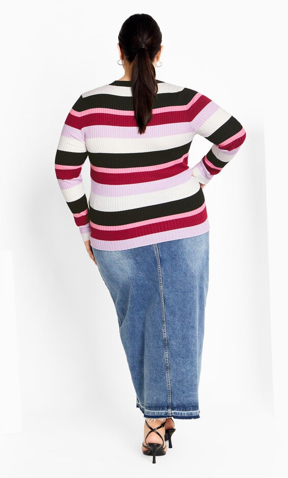70's Stripe Jumper - stripe, RED, alternate image number 3
