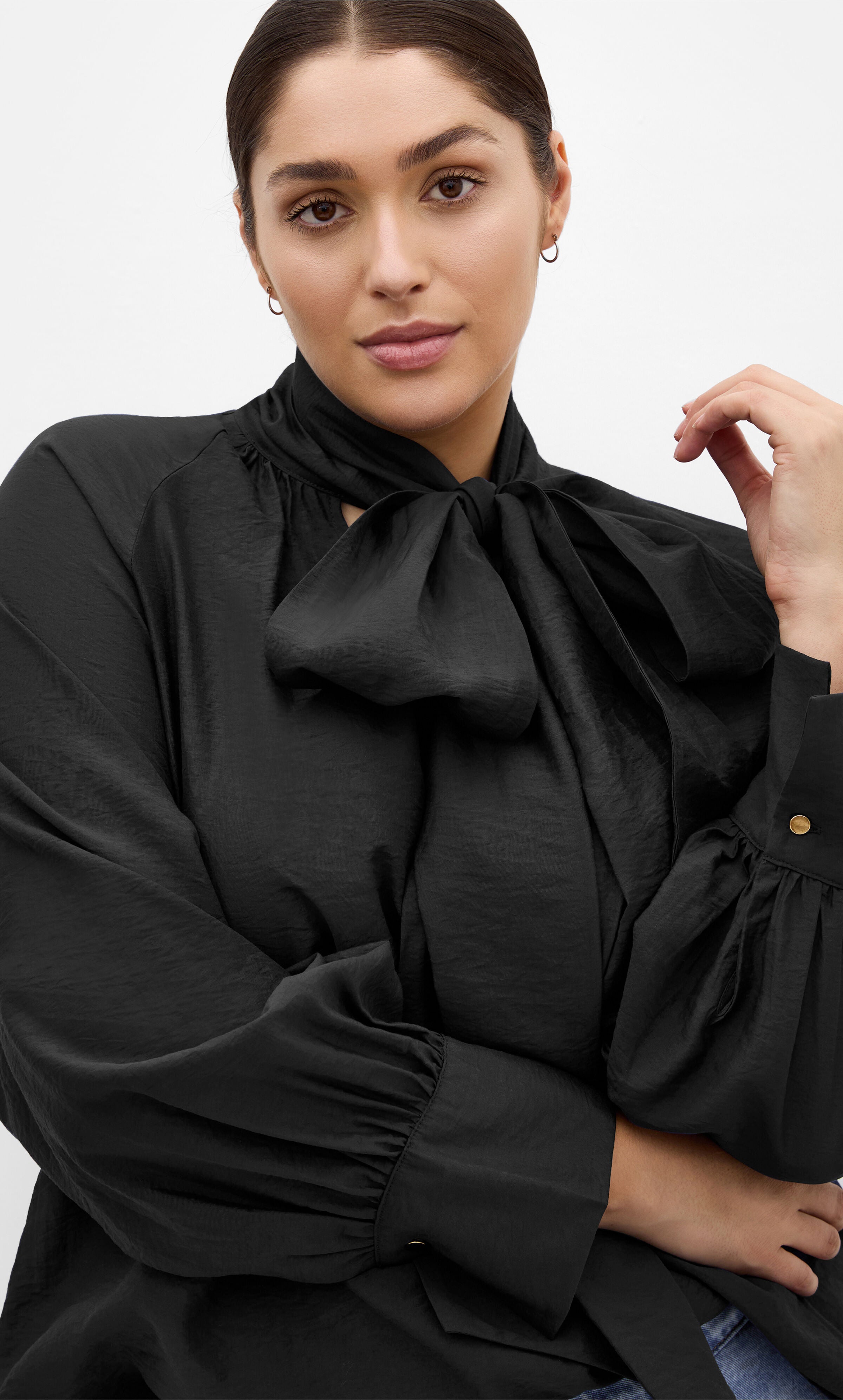 Kelsey Neck Tie Top, BLACK, hi-res image number 0