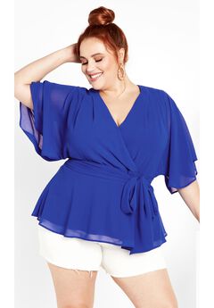 Elegant Wrap Top - ultra blue