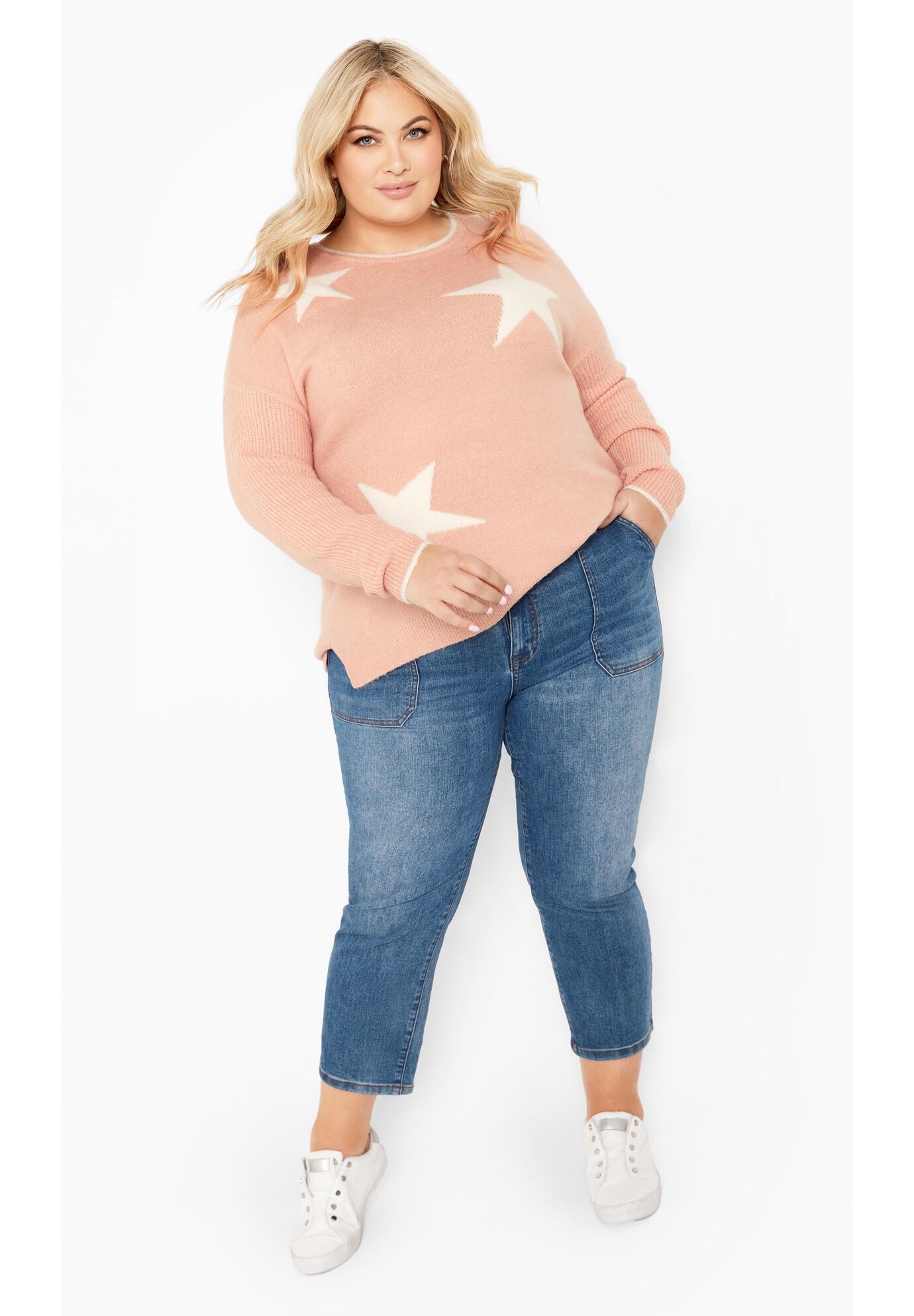 Miley Star Sweater, PINK, on-hover image number 1