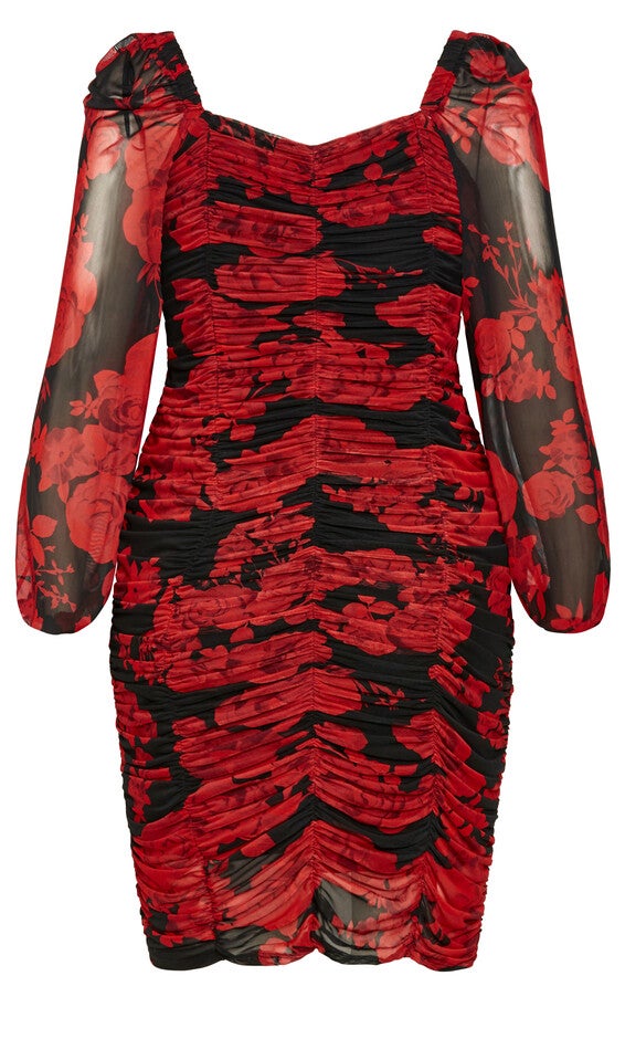 Alia Print Dress - black, ROSE PRINT, alternate image number 7