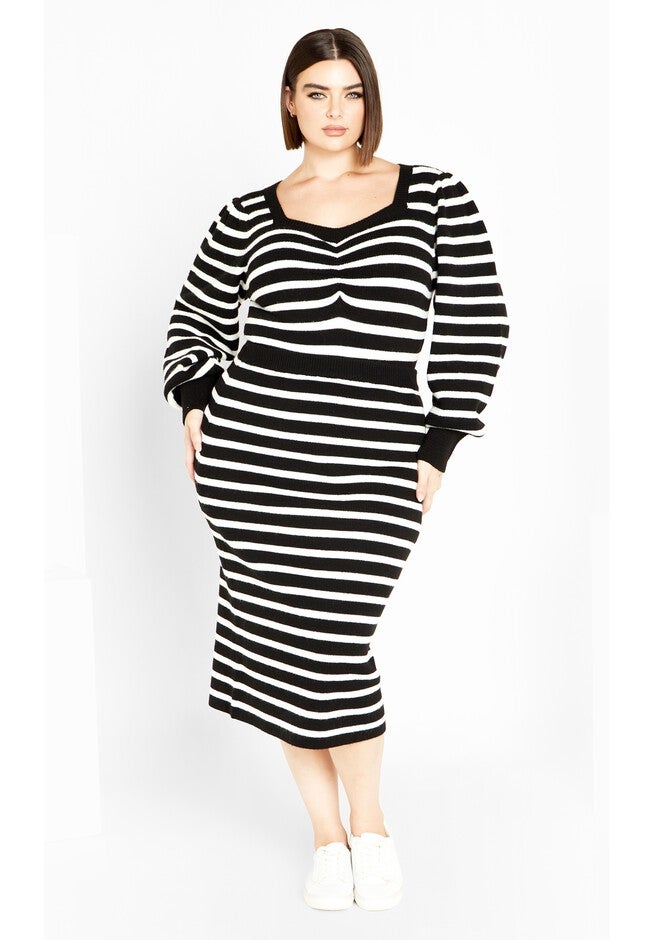 Maddie Stripe Jumper - black white, BLACK, on-hover image number 1