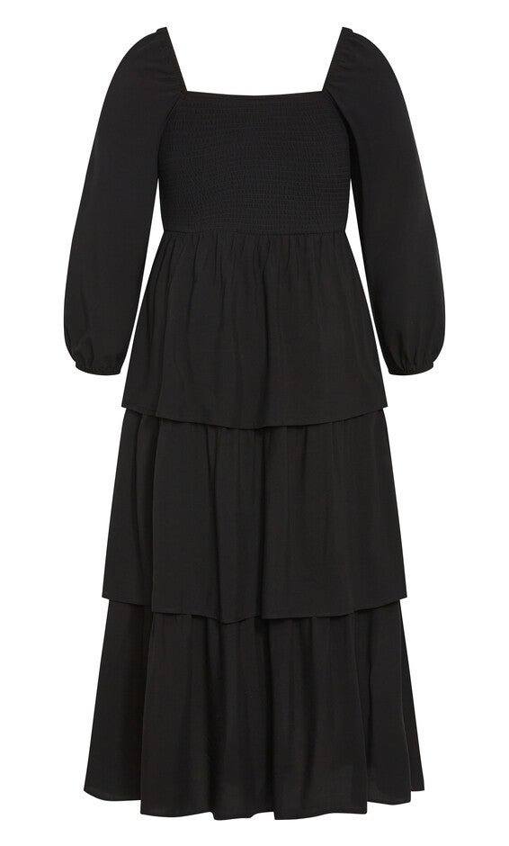 Dahlia Tiered Plain Maxi Dress - black, BLACK, alternate image number null