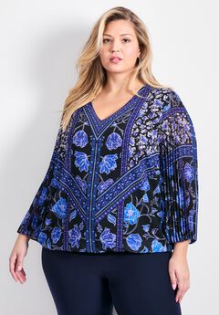 Harmony Pleat Slv Prt Top