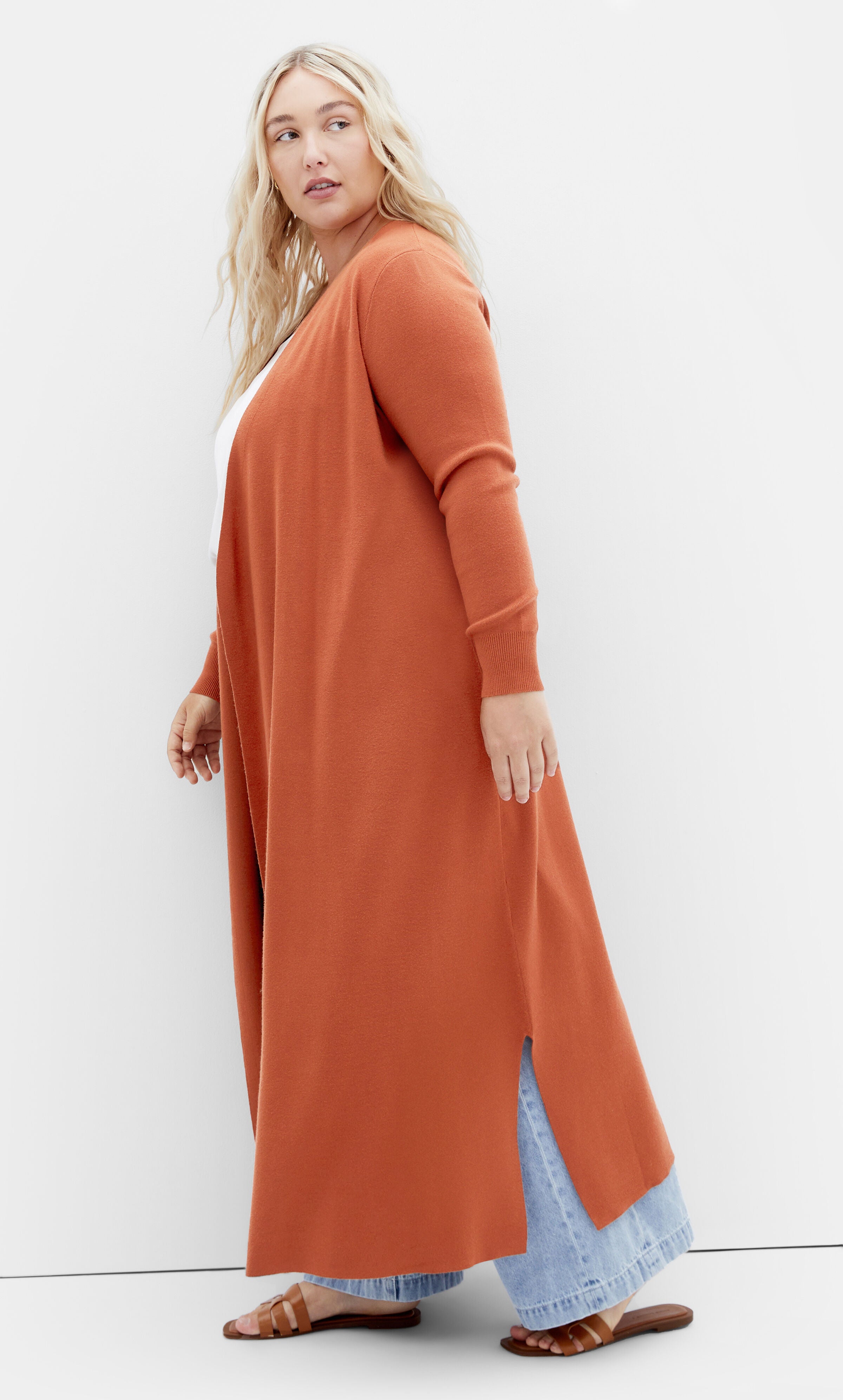 Goldie Longline Cardigan - toffee, BROWN, alternate image number 1