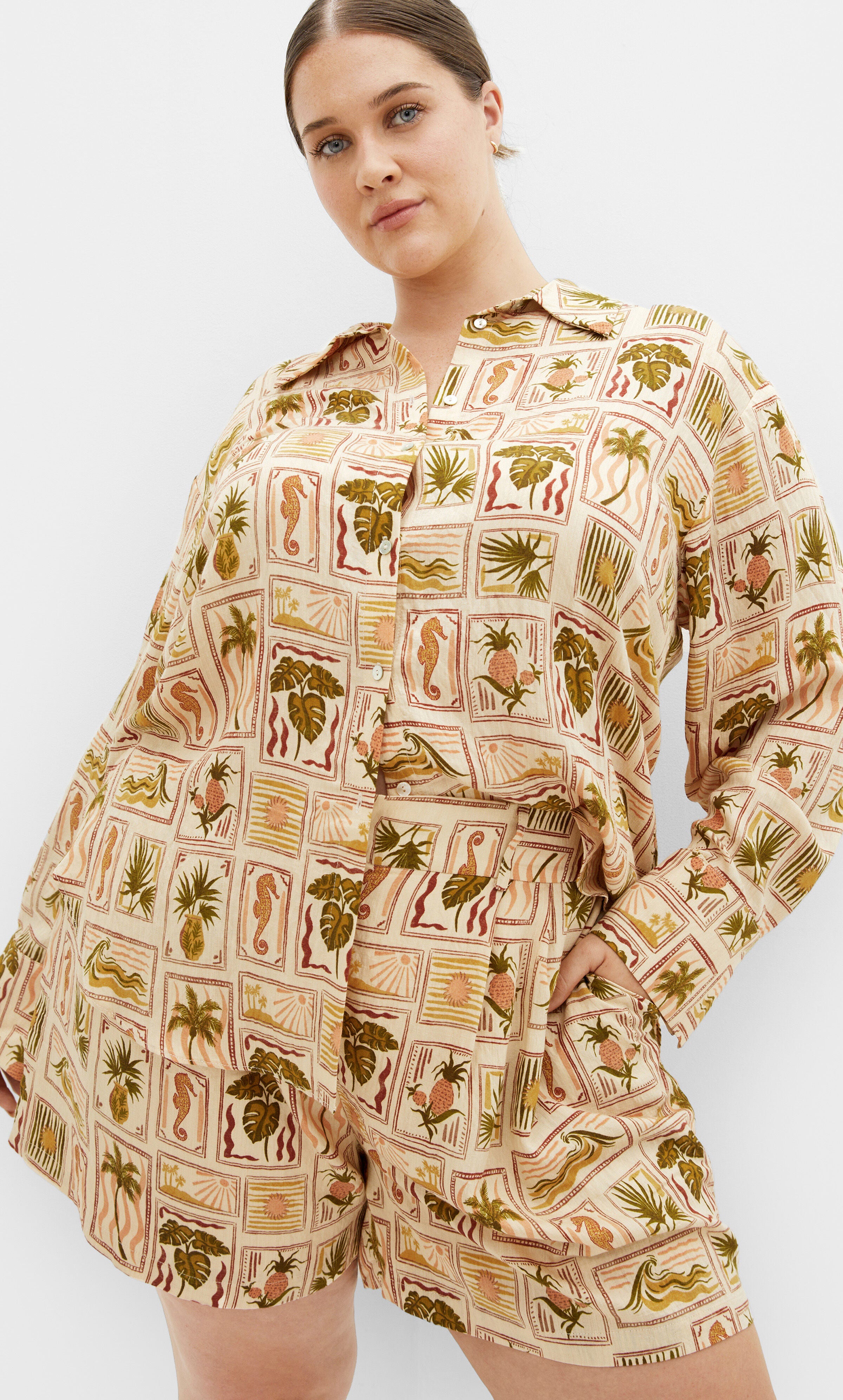 Bella Print Shirt - print, PINK, hi-res image number 0