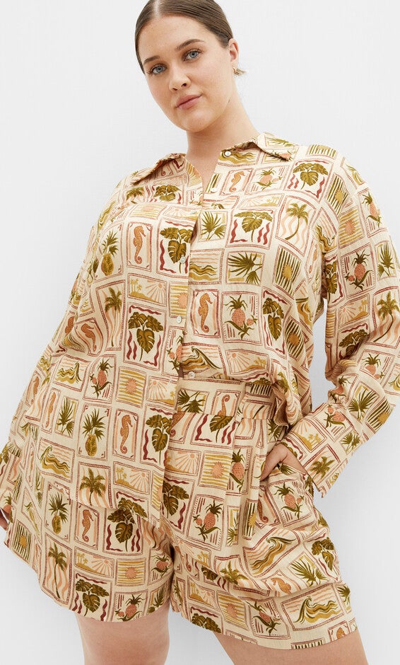 Bella Print Shirt - print, PINK, hi-res image number 0