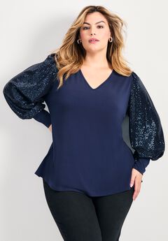Glam Sequin Sleeve Top
