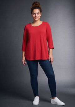 Sabrina Btn Dtl 3/4 Slv Top
