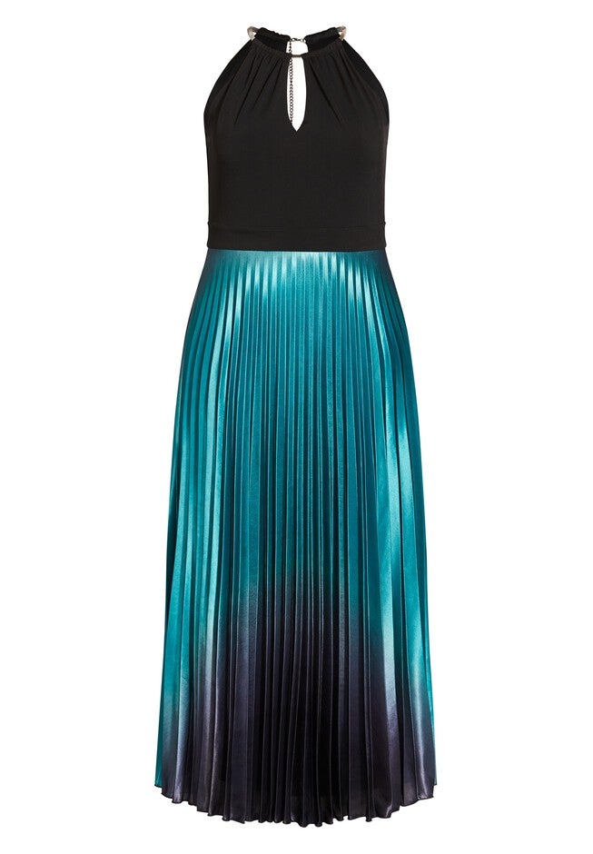 Pleated Ombre Maxi Dress - black, BLACK, alternate image number 3