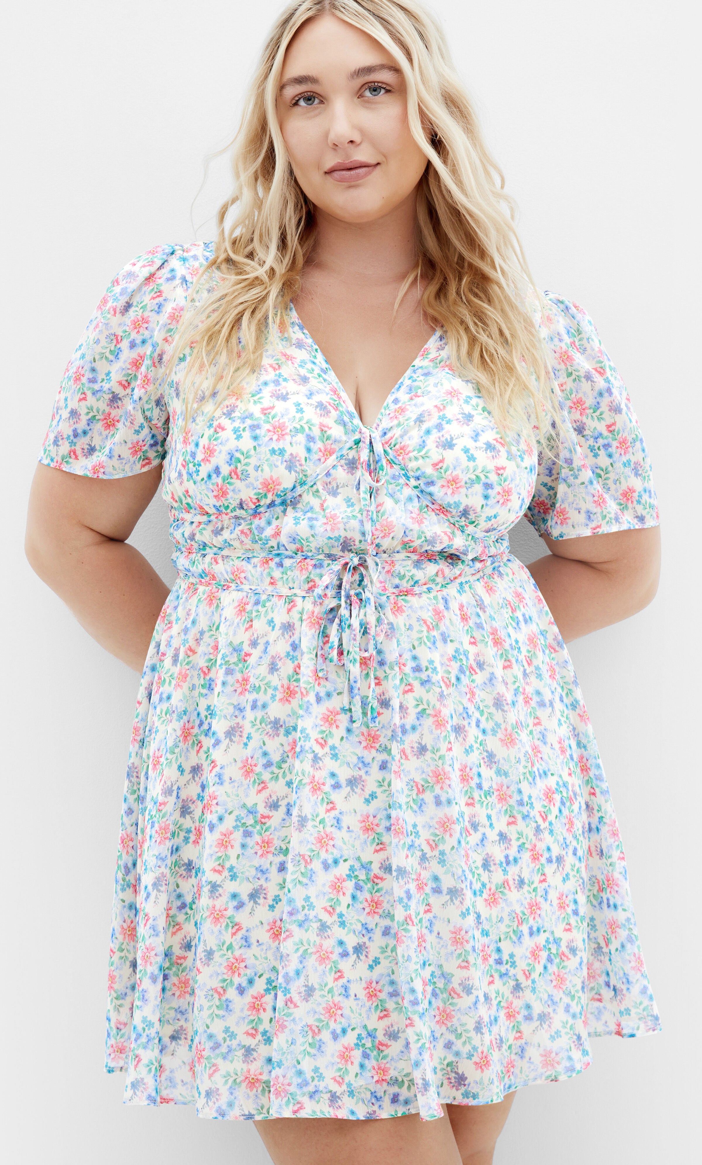 Cara Print Dress - cream, PURPLE, hi-res image number 0