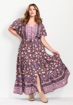 Emmy Placement Print Maxi Dress