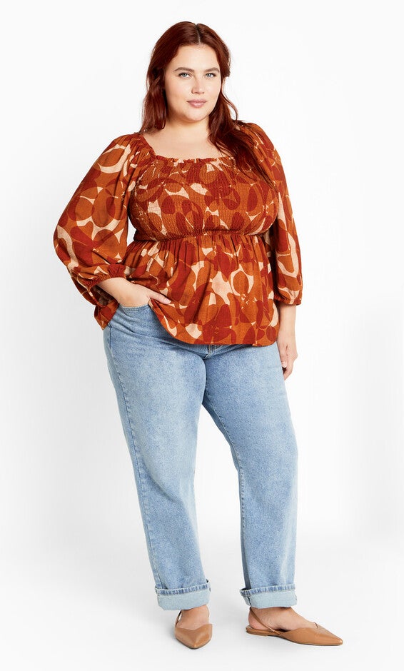 Poppy Print Top - amber, AMBER, alternate image number null