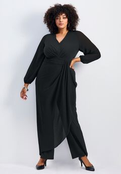 Luxe Drape Chiffon Overlay Jumpsuit