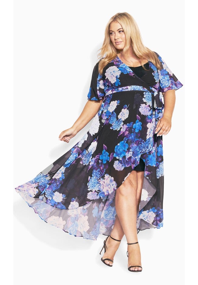 Enthrall Me Print Maxi Dress - black, BLACK, on-hover image number null