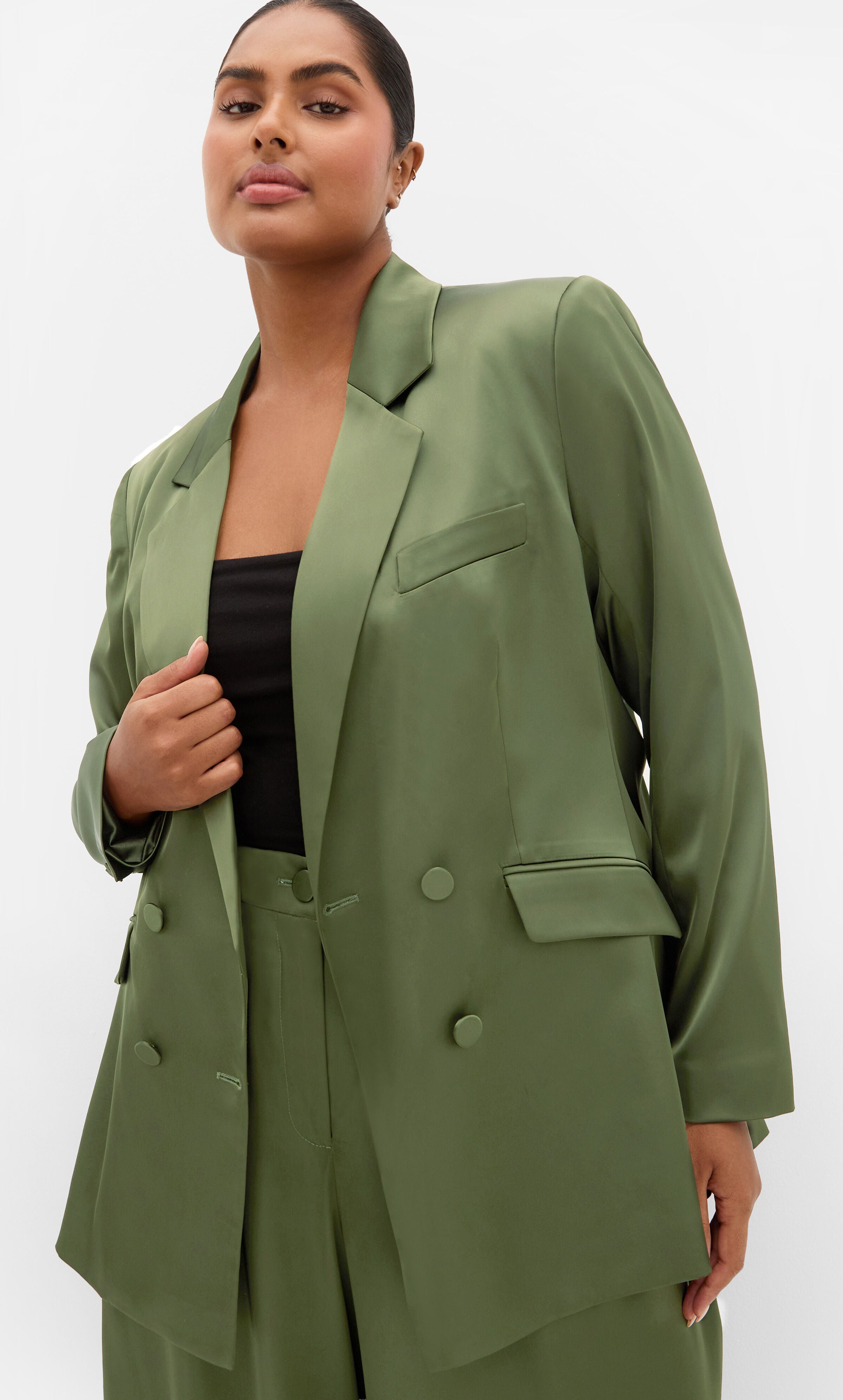 Rylie Satin Blazer, GREEN, hi-res image number 0
